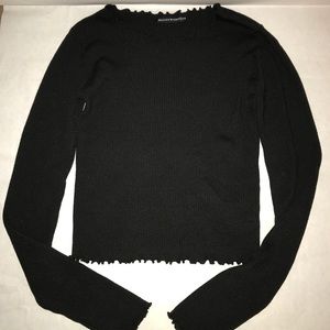 Brandy Melville Black Knit Ruffle Top